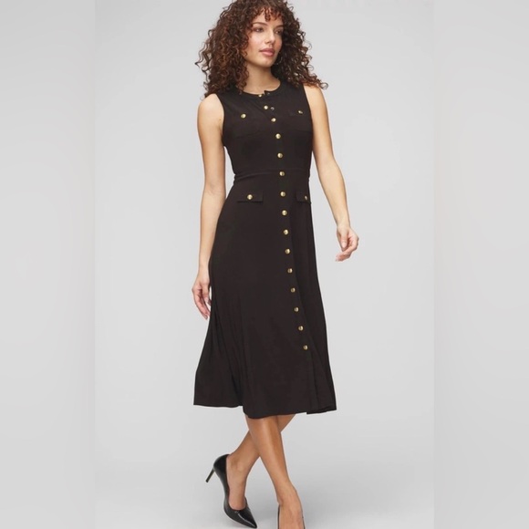 White House Black Market Dresses & Skirts - WHBM Black Sleeveless Midi Dress with Gold Buttons - 18
